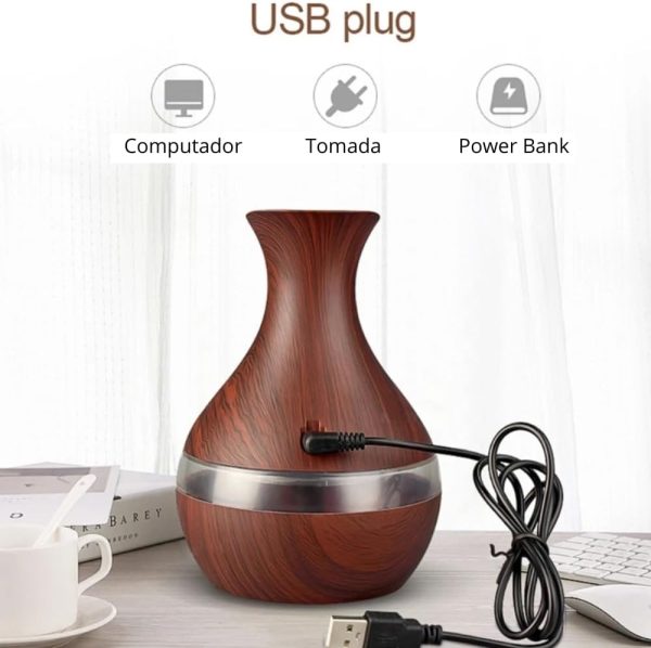 Umidificador Madeira Ultrassônico Difusor Aromaterapia - Image 2