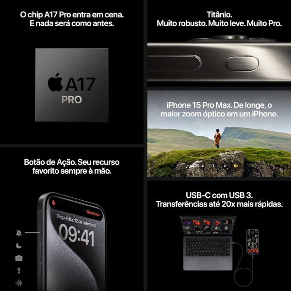 Apple iPhone 15 Pro Max (256 GB) — Titânio natural - Image 2