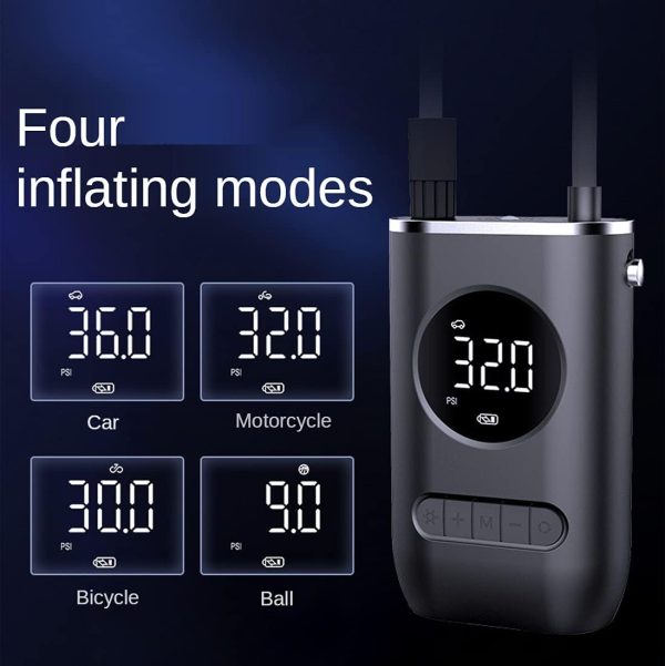 YFJJFY Compressor de ar portátil com inflador de pneu mini com bateria recarregável de 4000 mAh - Image 5